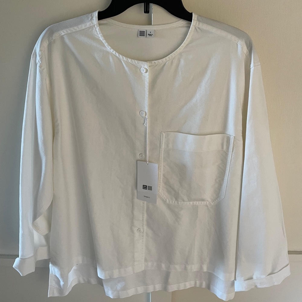 NWT Uniqlo U Collarless Button Down Shirt